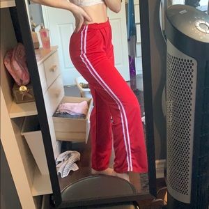 Red / white stripe track pants